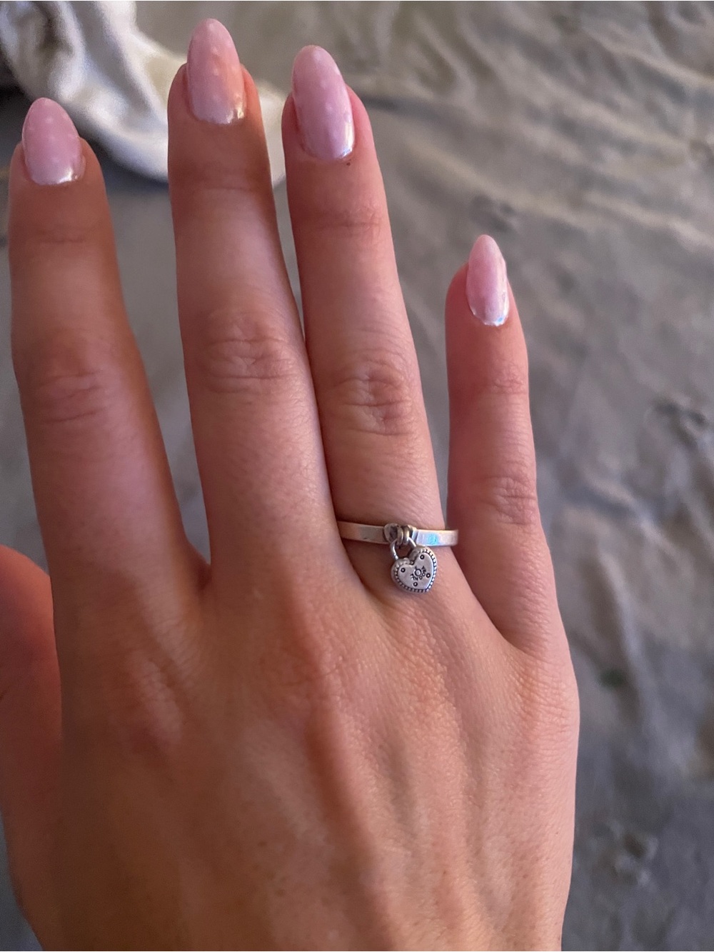 Pandora Sterling Silver Heart Charm Ring in Silver